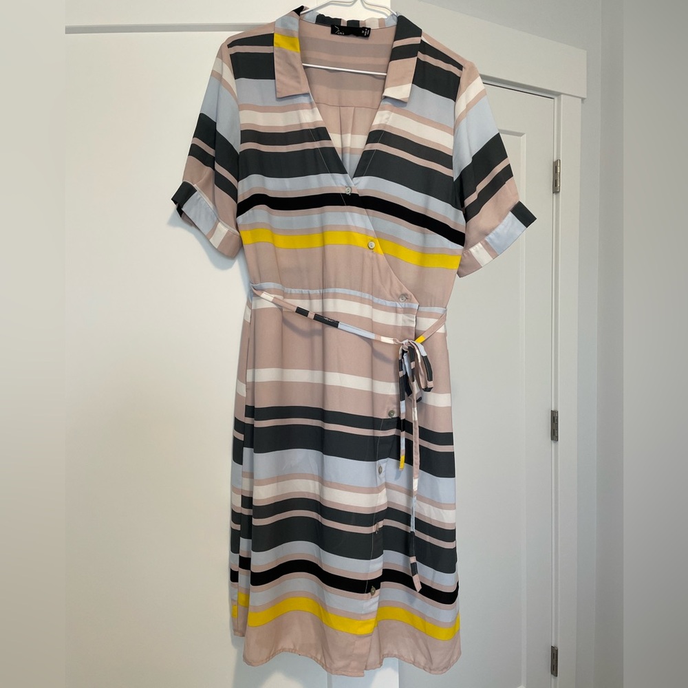 Noir Faux Wrap Shirtdress